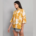 Women Beach Wear Mustard Color Loose Shirt - Image 5