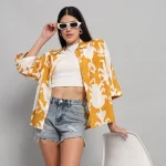 Women Beach Wear Mustard Color Loose Shirt