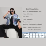 Women Beach Wear Oversized Shirts Blue Patchwork - Image 9