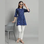 Women Casual Wear Blue Tops Dress S-2XL