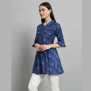 Women Casual Wear Blue Tops Dress S-2XL - Image 3
