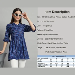 Women Casual Wear Blue Tops Dress S-2XL - Image 8
