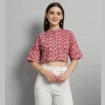 Women Casual Wear Maroon Arrow Print Tops Dress - Image 2