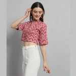 Women Casual Wear Maroon Arrow Print Tops Dress - Image 3