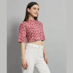 Women Casual Wear Maroon Arrow Print Tops Dress - Image 4