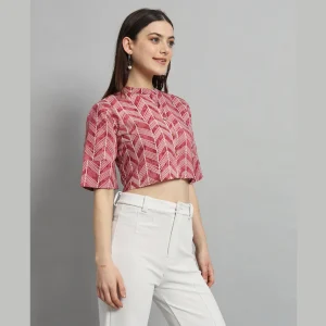 Women Casual Wear Maroon Arrow Print Tops Dress - Image 4