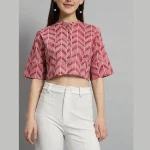 Women Casual Wear Maroon Arrow Print Tops Dress - Image 5