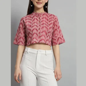 Women Casual Wear Maroon Arrow Print Tops Dress - Image 5