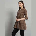 Women Cotton Fabric Tops Brown Diamond Printed - Image 3