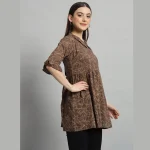 Women Cotton Fabric Tops Brown Diamond Printed - Image 4