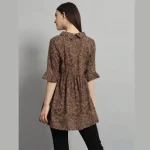 Women Cotton Fabric Tops Brown Diamond Printed - Image 7