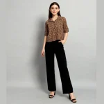Women Fashion Brown Panther Print Cotton Crop Tops - Image 6