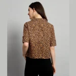 Women Fashion Brown Panther Print Cotton Crop Tops - Image 7
