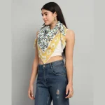 Women Floral Print Square Scarf - Image 2