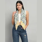 Women Floral Print Square Scarf - Image 3