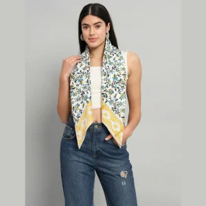 Women Floral Print Square Scarf - Image 3