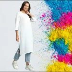 Holi Special White Cotton Kurti for Women
