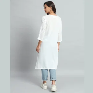 Holi Special White Cotton Kurti for Women - Image 8