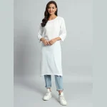 Holi Special White Cotton Kurti for Women - Image 2