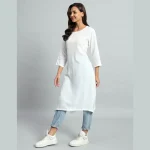 Holi Special White Cotton Kurti for Women - Image 4