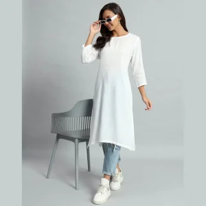 Holi Special White Cotton Kurti for Women - Image 7