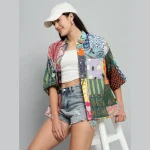 Women Multi Patchwork Oversized Shirts