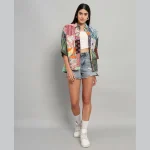 Women Multi Patchwork Oversized Shirts - Image 3