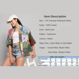 Women Multi Patchwork Oversized Shirts - Image 8