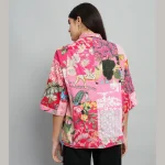 Women Pink Patchwork Oversized Shirt - Image 7