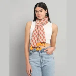 Women Pure Cotton Scarf Beige Floral Printed - Image 4