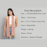 Women Pure Cotton Scarf Beige Floral Printed - Image 7