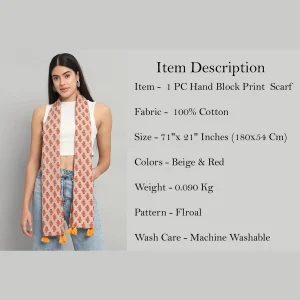Women Pure Cotton Scarf Beige Floral Printed - Image 7