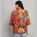 Women Red Frida Kahlo Print Oversized Shirt - Image 9