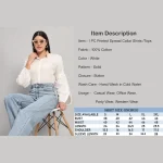 Women White Office Wear Cotton Shirts - Image 8
