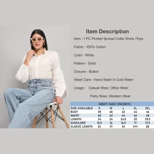 Women White Office Wear Cotton Shirts - Image 8