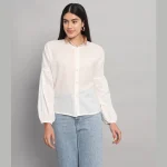 Women White Office Wear Cotton Shirts - Image 2