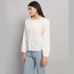 Women White Office Wear Cotton Shirts - Image 3