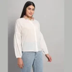 Women White Office Wear Cotton Shirts - Image 4