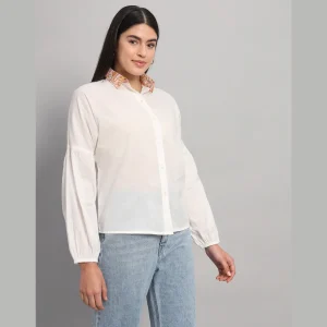 Women White Office Wear Cotton Shirts - Image 4