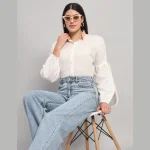 Women White Office Wear Cotton Shirts