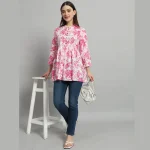 Women's Beach Party Pink Floral Print Tops