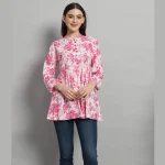 Women's Beach Party Pink Floral Print Tops - Image 2
