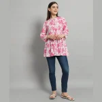 Women's Beach Party Pink Floral Print Tops - Image 6