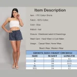 Women's Blue Ikat Printed Cotton Shorts - Image 8