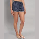 Women's Blue Ikat Printed Cotton Shorts - Image 5