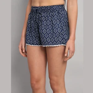Women's Blue Ikat Printed Cotton Shorts - Image 6