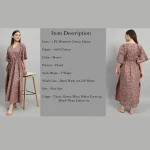 Women's Cotton Long Kaftan Brown Floral Print - Image 7