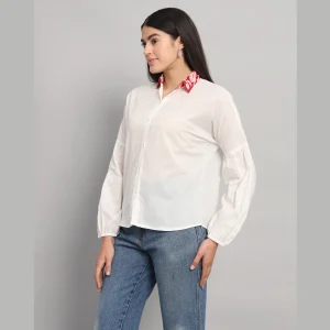 Women's Full Sleeve White Cotton Shirts - Image 4