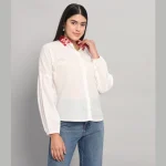 Women's Full Sleeve White Cotton Shirts - Image 2