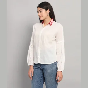 Women's Full Sleeve White Cotton Shirts - Image 5